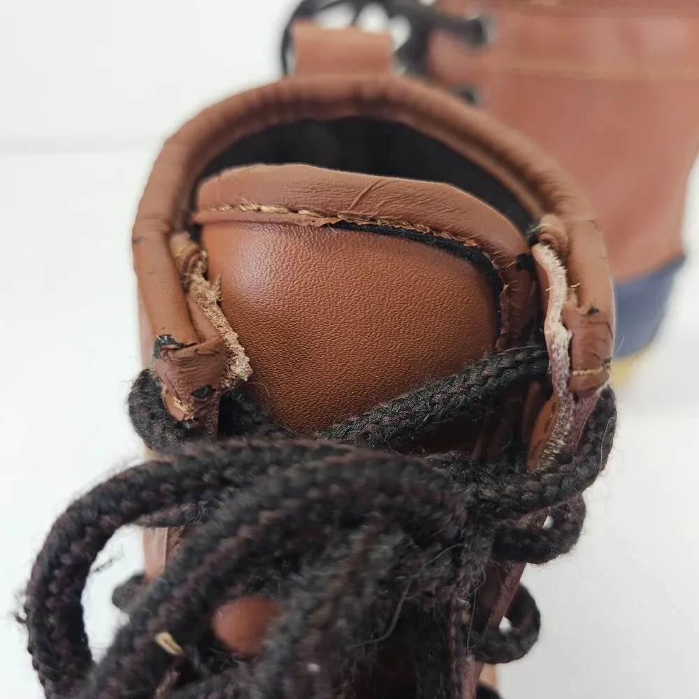 Khombu Kids 12 Montana Duck Boots Brown Blue Insulated ThermoLite Leather Upper